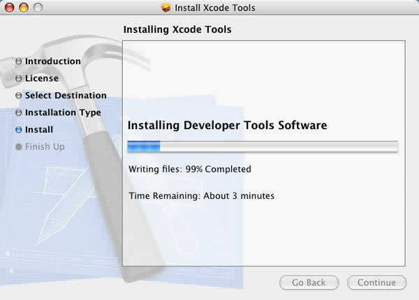 Xcode Tools Installation Process Continues Xcode Tools Installation Process Continues
